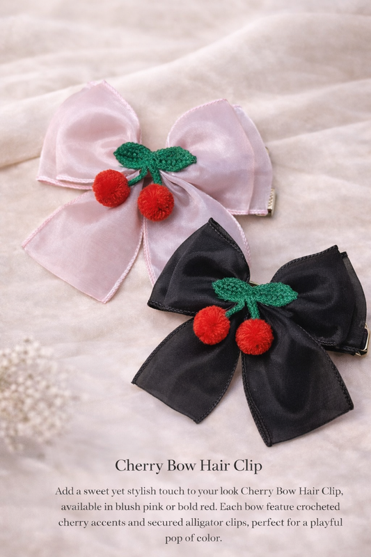 Cherry Luxe Bow Clip 🍒 | Elegant Hair Accessories Australia