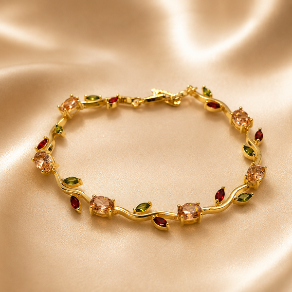 Tulip Gold Bracelet – Dainty Crystal Vine Bracelet (Waterproof & Tarnish-Free)