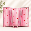 Sweetheart Handmade Quilted Tote Bag | Pink Heart Cotton Shopper Bag | Everyday Tote