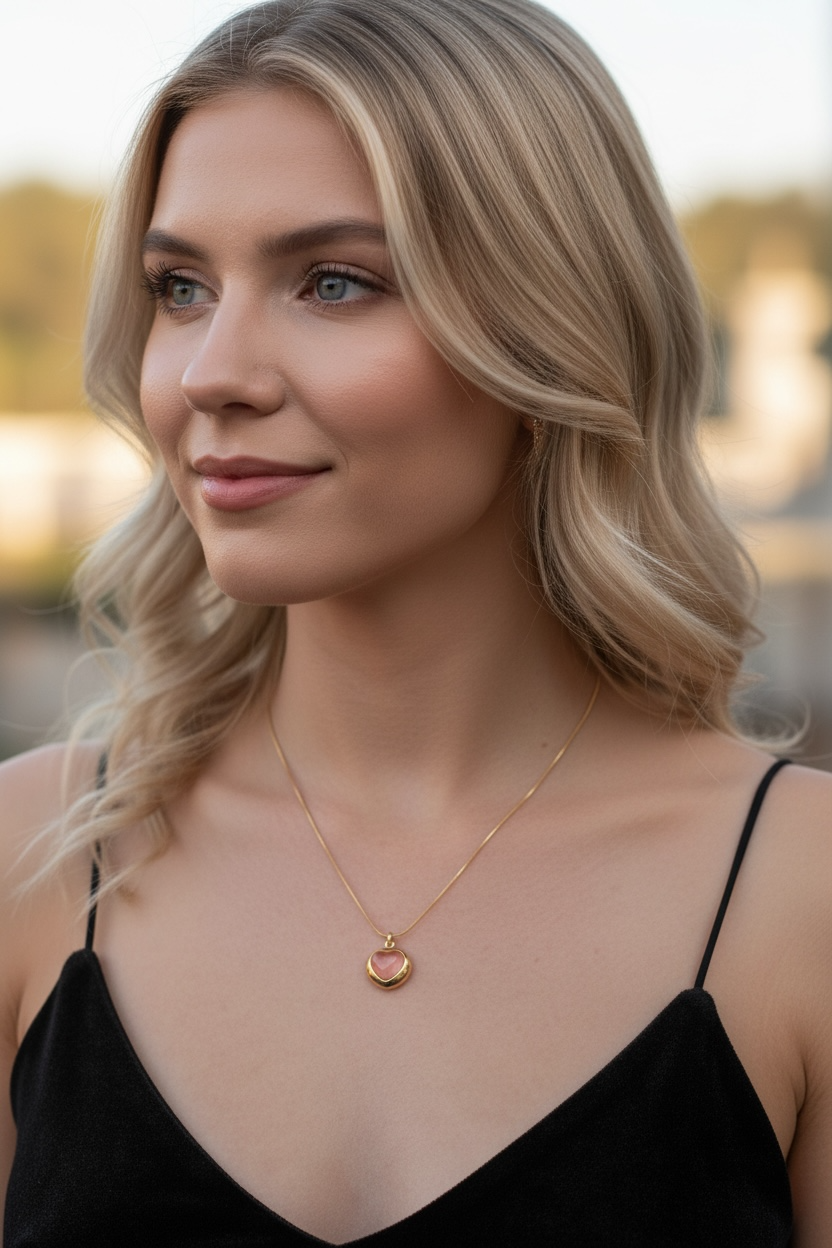 Blush Heart Pendant Necklace 🤍✨