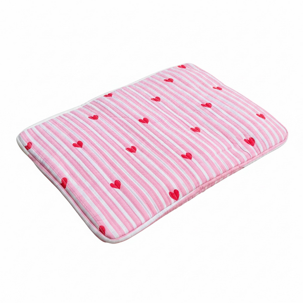 Sweetheart Quilted Laptop Sleeve | Pink Heart Cotton Laptop Case | Handmade Laptop Cover 15 Inch