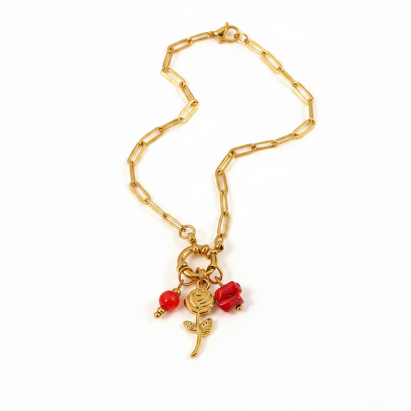 Scarlet Bloom Charm Necklace