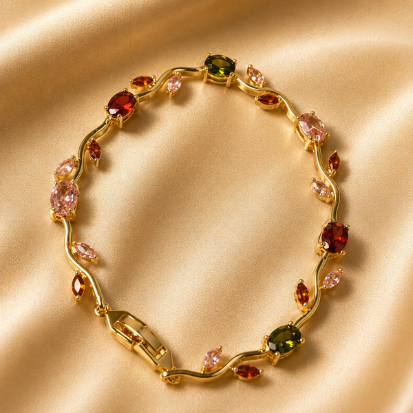 Tulip Gold Bracelet – Dainty Crystal Vine Bracelet (Waterproof & Tarnish-Free)