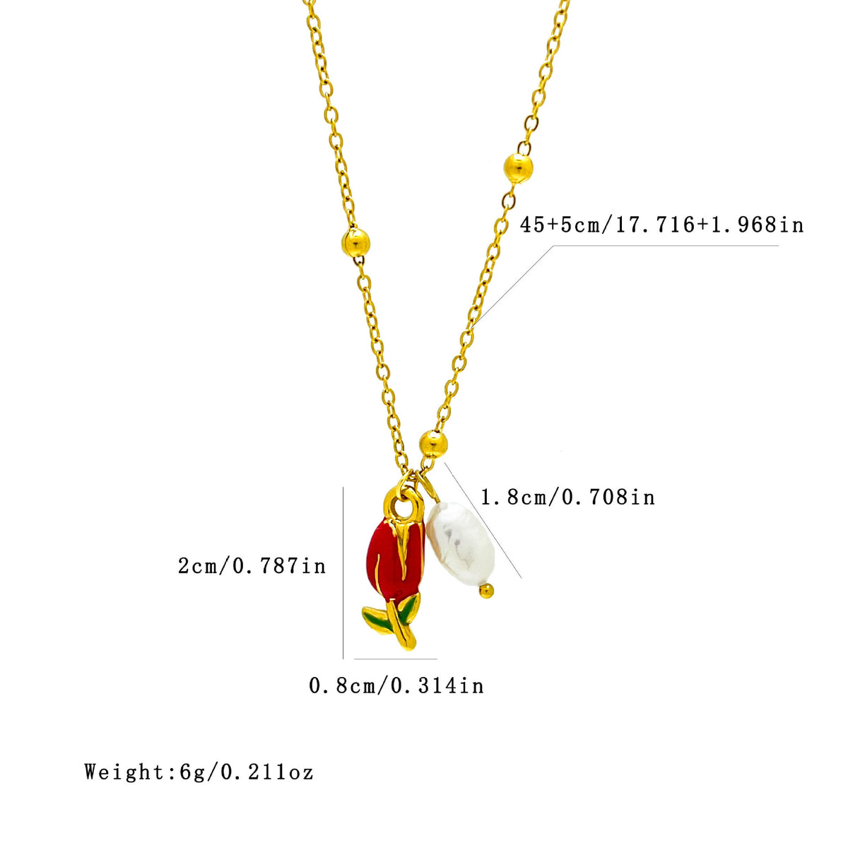 Rosé Pearl Charm Necklace