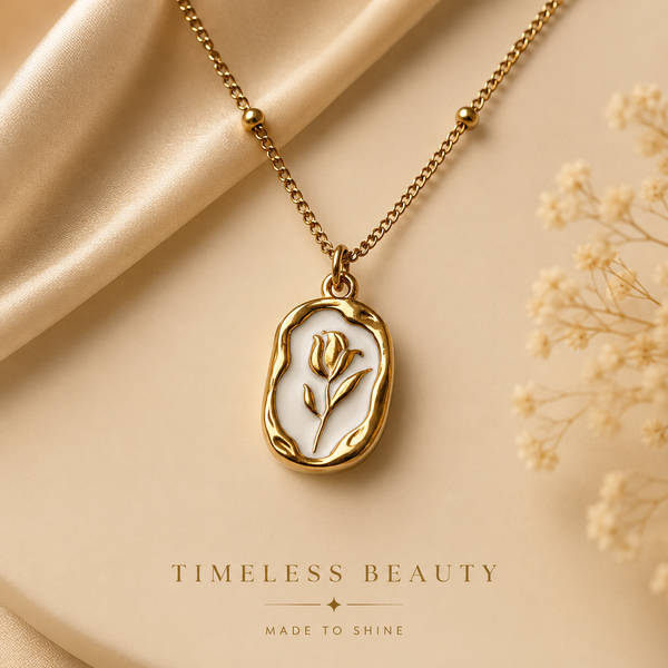 Gold Rose Medallion Necklace | Waterproof Minimal Jewellery Australia