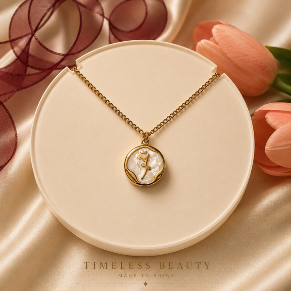 Golden Rose Medallion Necklace