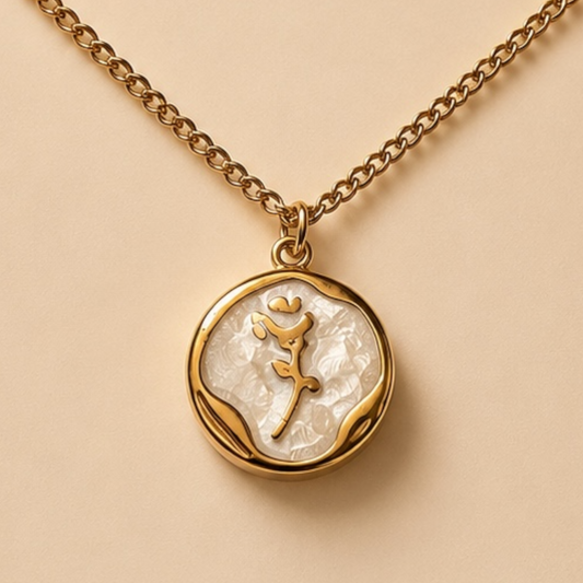 Golden Rose Medallion Necklace