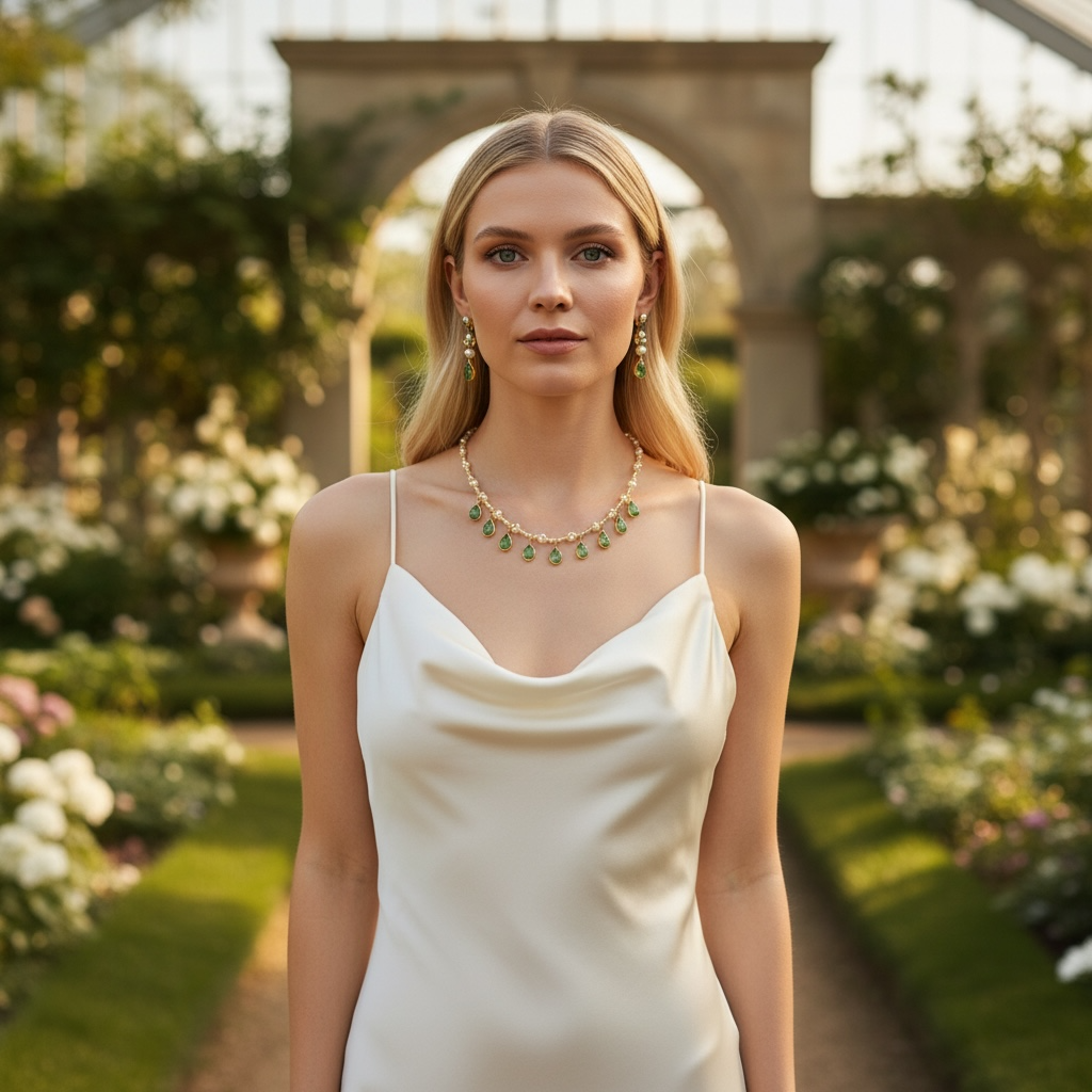 Emerald Rain Drop Necklace πβ¨