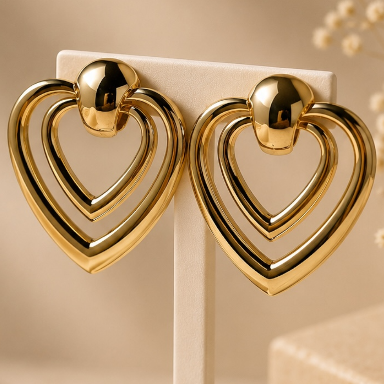 Golden Heart Statement Earrings π€β¨