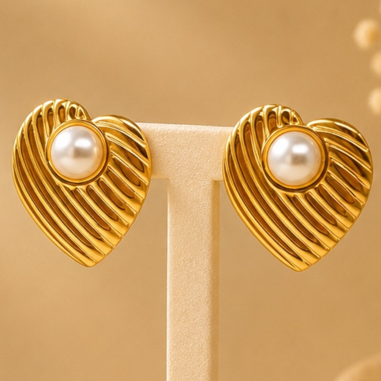 Golden Pearl Leaf Earrings ✨