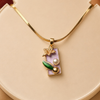 Floral Charm Gold Necklace – Dainty Enamel Pendant (Waterproof & Tarnish-Free)