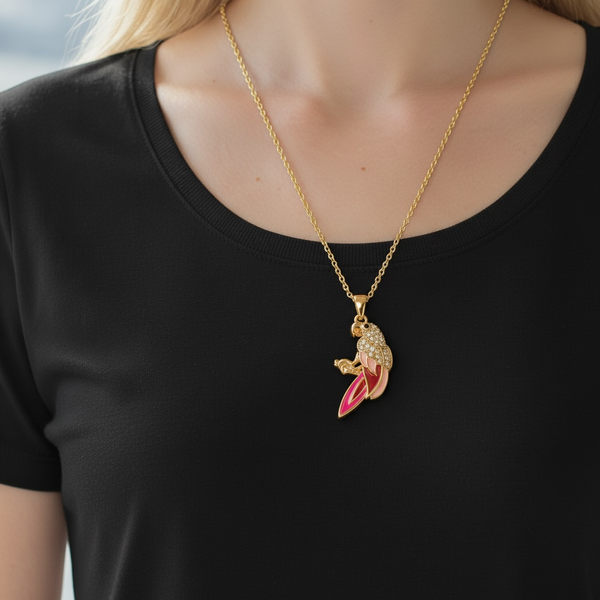 Aurora Fairy Charm Necklace – Pink Gold Pendant