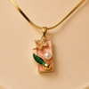 Floral Charm Gold Necklace – Dainty Enamel Pendant (Waterproof & Tarnish-Free)