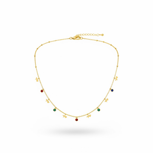 Butterfly Birthstone Charm Necklace
