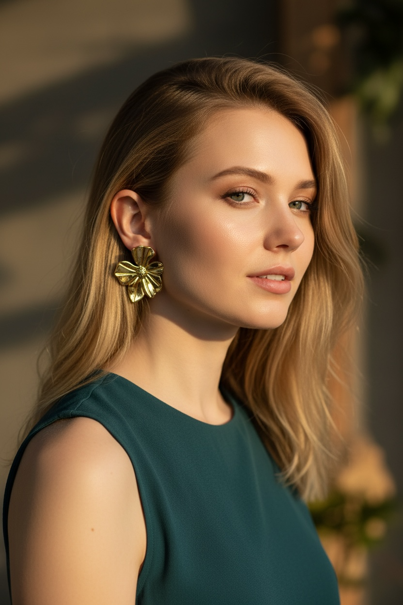 Golden Petal Statement Earring