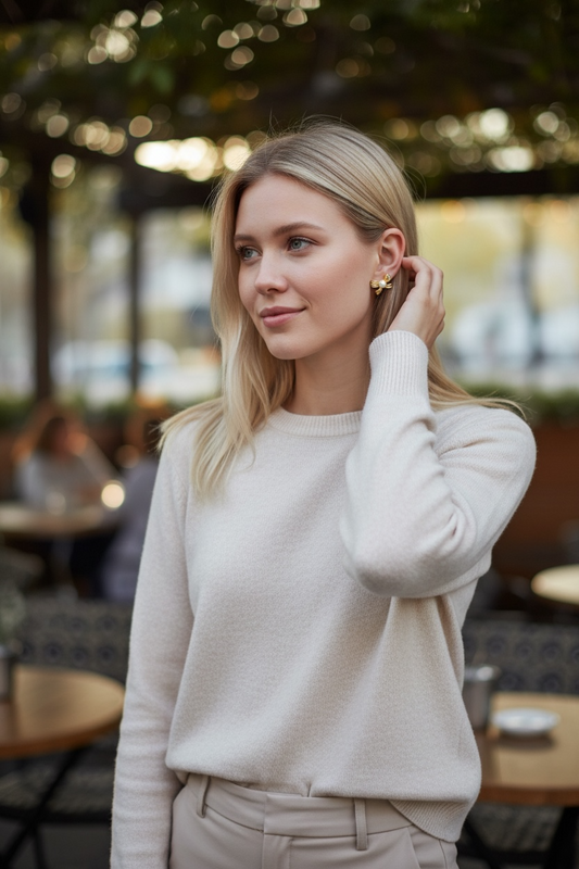 Golden Pearl Bow Studs