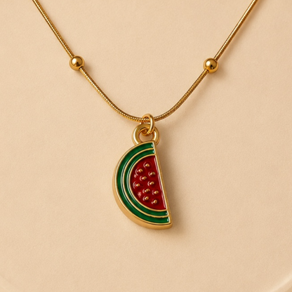Watermelon Charm Necklace – Playful Gold Edition 🍉✨