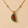 Watermelon Charm Necklace – Playful Gold Edition 🍉✨
