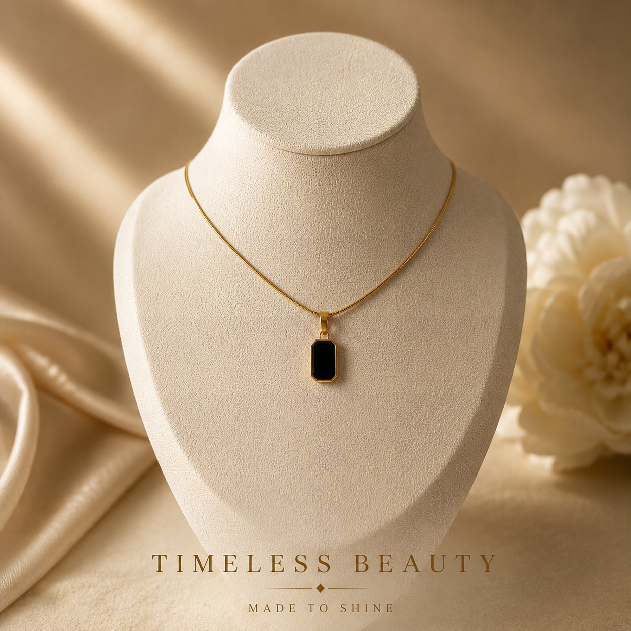 Gold Minimal Rectangle Pendant Necklace | Waterproof Everyday Jewellery Australia