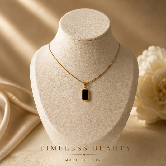 Gold Minimal Rectangle Pendant Necklace | Waterproof Everyday Jewellery Australia