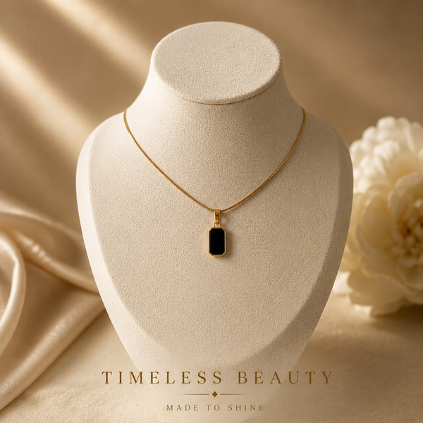 Gold Minimal Rectangle Pendant Necklace | Waterproof Everyday Jewellery Australia