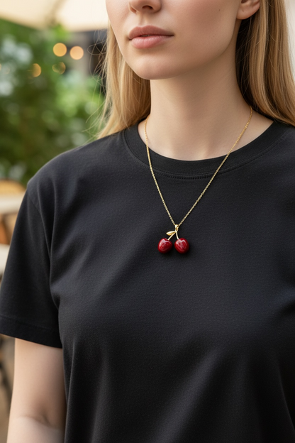 🍒 Cherry Pendant Necklace | Trendy Gold Jewellery Australia