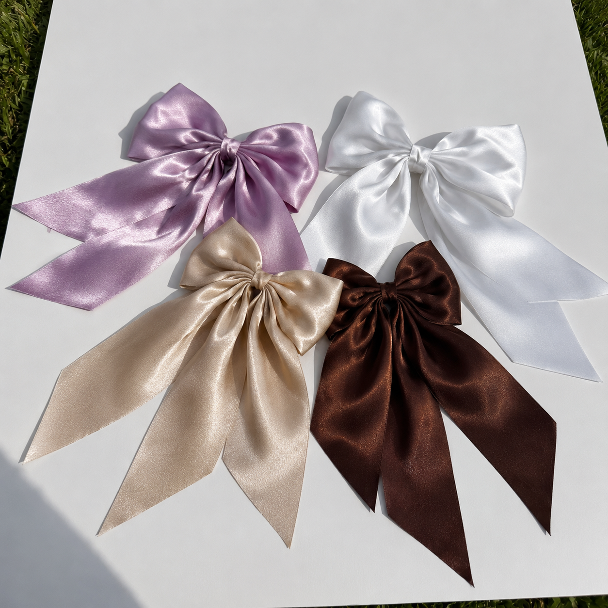 Extra Large Luxe Satin Statement Bow Barrette – Long Tail Collection