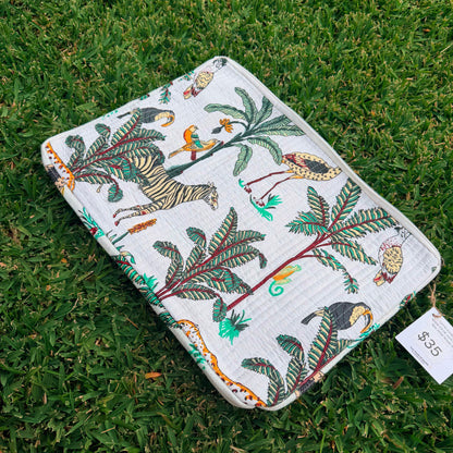Safari Luxe Quilted Laptop Sleeve | Handmade Cotton Laptop Case | 15 Inch Laptop Cover