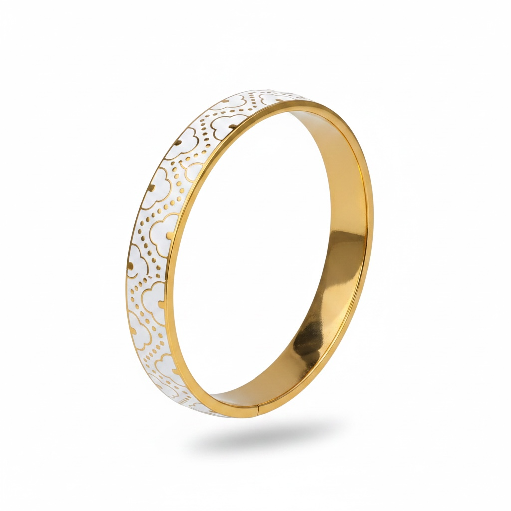 White Enamel Heritage Bangle