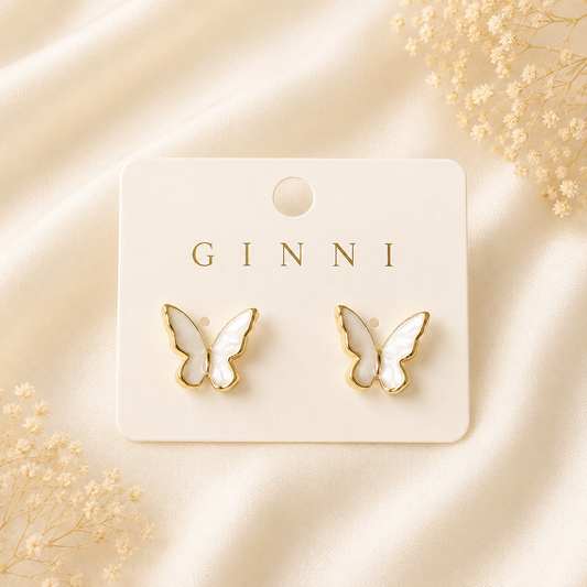 Pearl Butterfly Stud Earrings