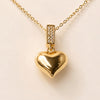 Luna Puffed Heart Necklace – Gold Crystal Charm