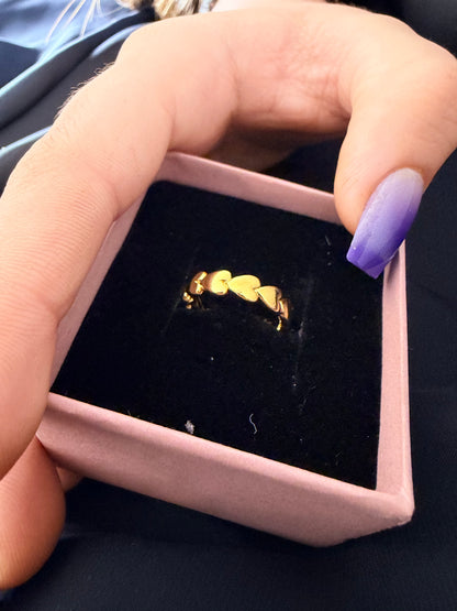 Golden Heart Band Ring – Minimal Love Ring