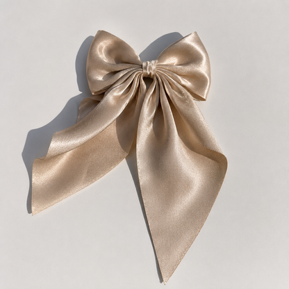 Extra Large Luxe Satin Statement Bow Barrette – Long Tail Collection