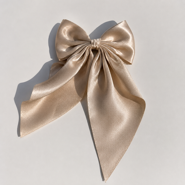 Extra Large Luxe Satin Statement Bow Barrette – Long Tail Collection