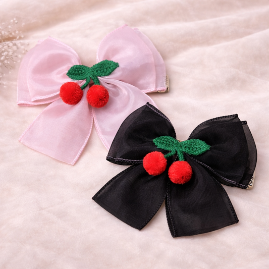 Cherry Luxe Bow Clip 🍒  | Elegant Hair Accessories Australia