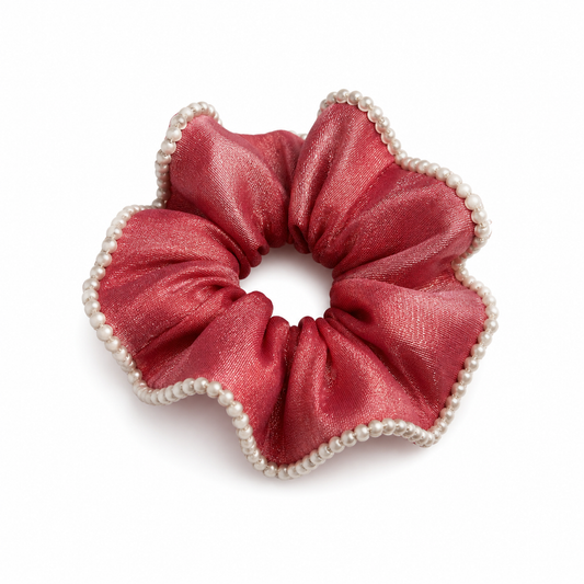 Pearl Trim Scrunchies Set