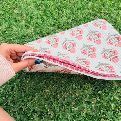 Blush Bloom Quilted Laptop Sleeve | Handmade Floral Cotton Laptop Case | 15 Inch Laptop Cover