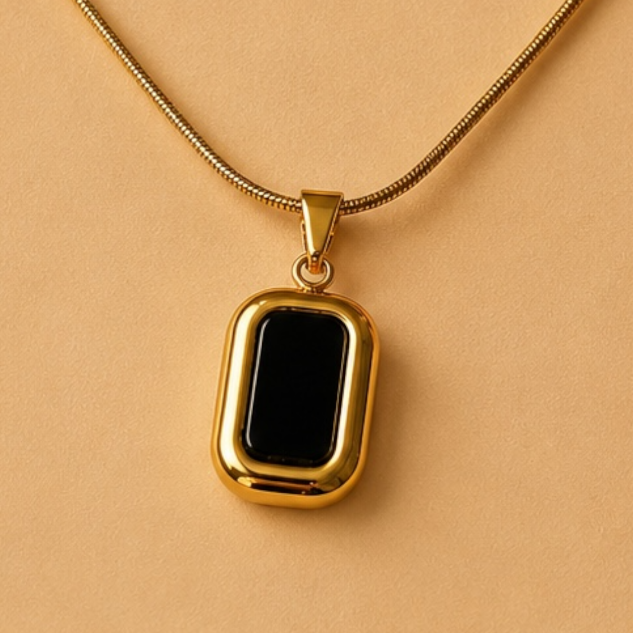 Gold Minimal Rectangle Pendant Necklace | Waterproof Everyday Jewellery Australia