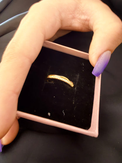 Minimal Crystal Band Ring – Gold Stackable Ring