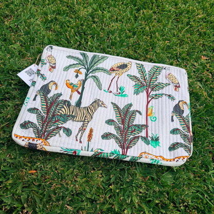 Safari Luxe Quilted Laptop Sleeve | Handmade Cotton Laptop Case | 15 Inch Laptop Cover