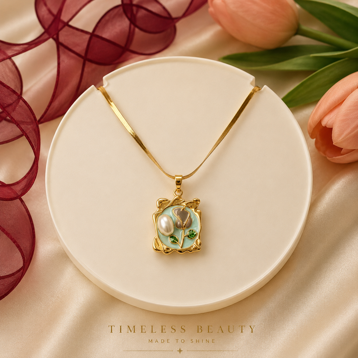 Moonlit Dreams Necklace – Celestial Blue Pendant