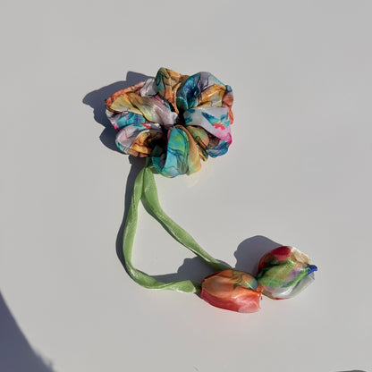 Floral Organza Tulip Scrunchie | Handmade Printed Hair Accessory