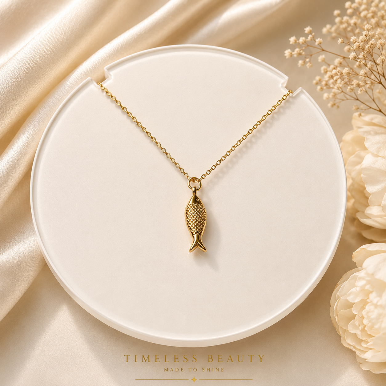 Marina Gold Fish Necklace – Minimal Ocean Charm