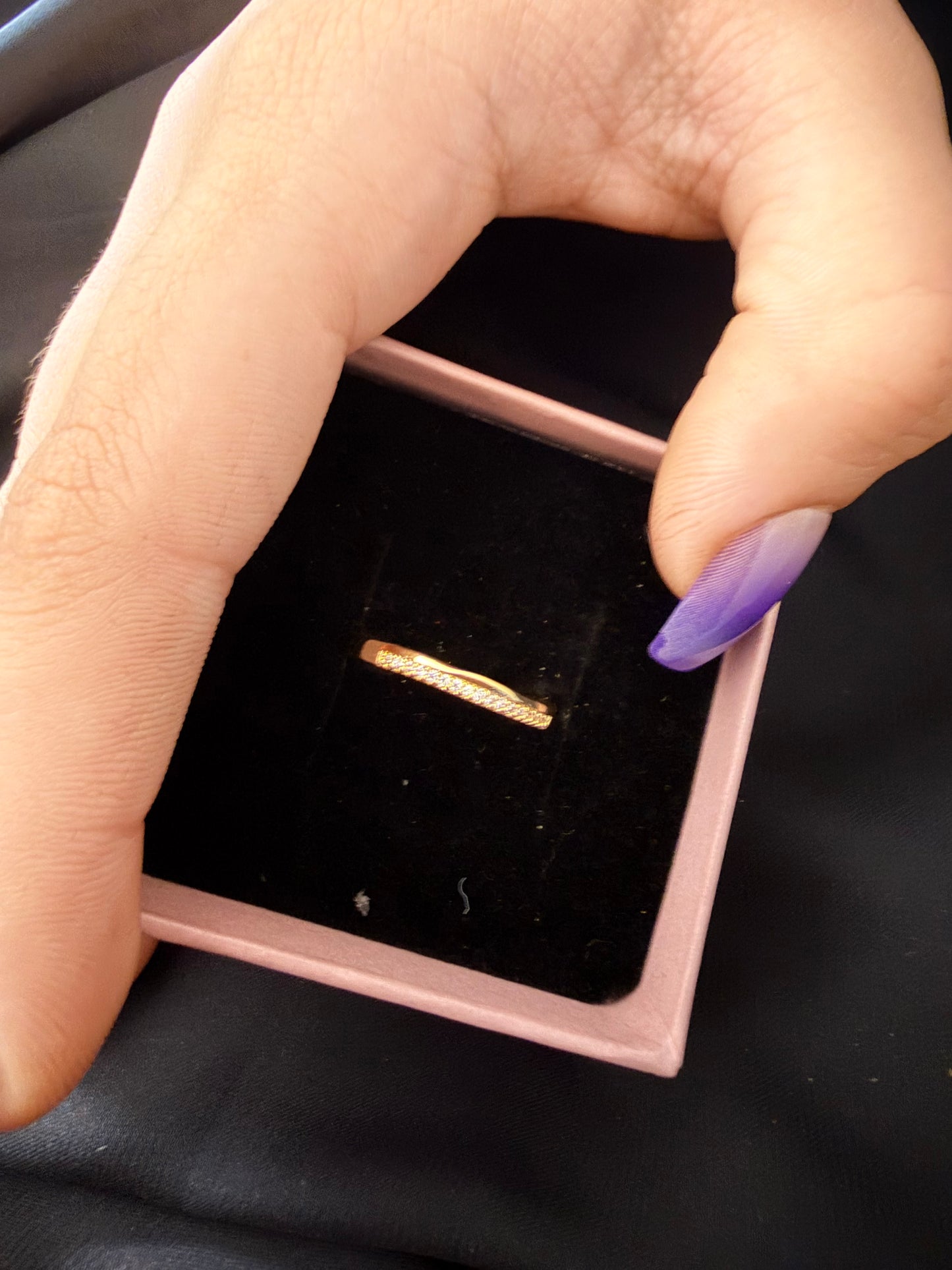 Minimal Crystal Band Ring – Gold Stackable Ring