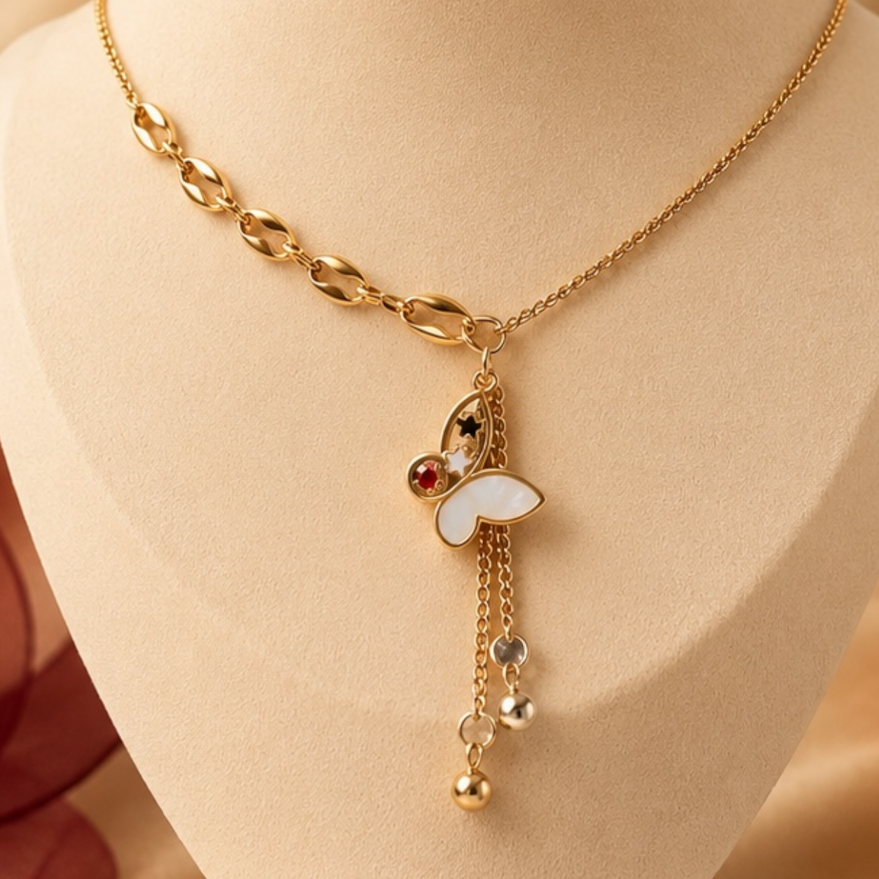 Celestial Butterfly Tassel Necklace – Gold Luxe Charm