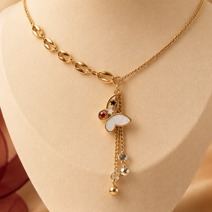 Celestial Butterfly Tassel Necklace – Gold Luxe Charm