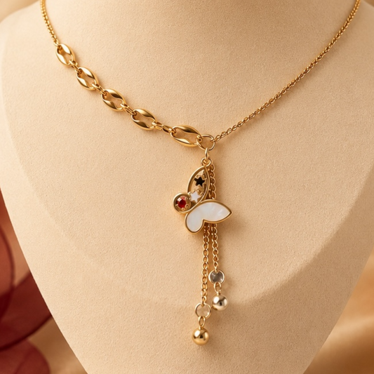 Celestial Butterfly Tassel Necklace – Gold Luxe Charm