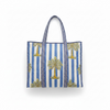 Coastal Palm Handmade Quilted Tote Bag | Blue Cotton Shopper Bag | Indian Block Print