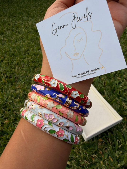 Bloom Enamel Bangle Stack
