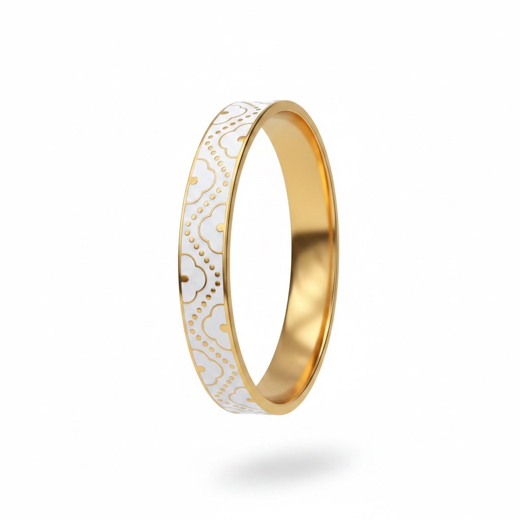 White Enamel Heritage Bangle